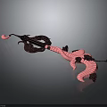 Pink And Black Dragon Shaped Decorative Ornament With Intricate Carved Details