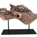 Decorative Ornament Set With Wooden Base Lotus Decorations And Black Stand