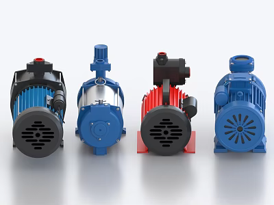 Various Industrial Pumps With Different Colors And Styles For Industrial Applications 3d model