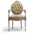 Elegant Classical Leisure Chair With Ornate Carved Arms Gold Accents Patterned Fabric Back White Legs
