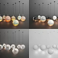 Modern Spherical Pendant Lights in Various Colors and Materials for Interior Design 3d model