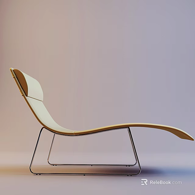 Sleek Modern Lounge Chair Design With Light Upholstery And Curved Metal Frame 3d model 