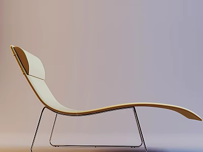 Sleek Modern Lounge Chair Design With Light Upholstery And Curved Metal Frame 3d model