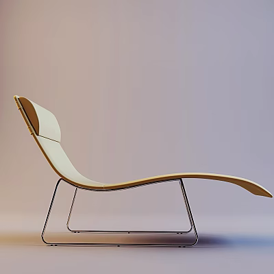 Sleek Modern Lounge Chair Design With Light Upholstery And Curved Metal Frame 3d model
