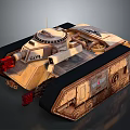 Tan and Black Military Vehicle With Armored Structure Hatch Wheels Red Taillights