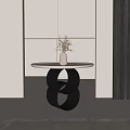 Modern Living Room Side Table With Circular Metal Base Wooden Top White Vase Dried Flowers
