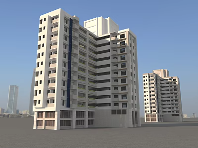 Modern High Rise Residential Building Exterior With Multiple Floors And Balconies Design 3d model