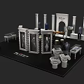 Luxury Men's Suits Exhibition With Mannequins Display Cabinets Tables And Columns