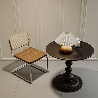 Vintage Casual Table and Chair Table Lamp Single Chair Table and Table Small Round Table 3d model