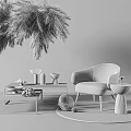 Modern Single Sofa Danish Coffee Table Single Chair Combination 3d model