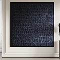 Black Relief Art With Text Patterns And Black Sculpture In Modern Interior 3d model