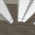 White Louvered Folding Doors In Modern Interior Space With Wall Lamps And Artwork
