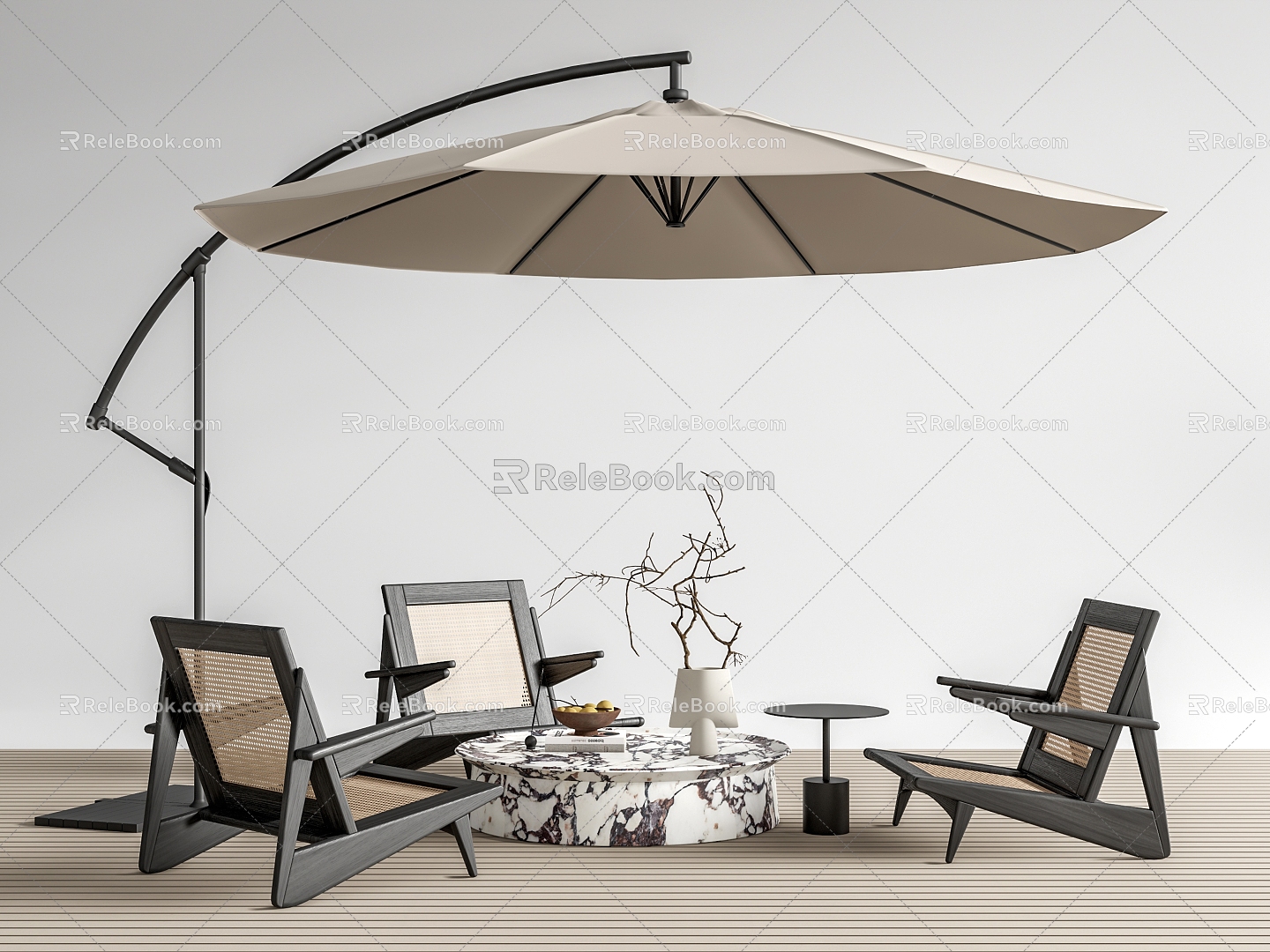 Modern Outdoor Rattan Leisure Chair Rattan Chair Coffee Table with Parasol model