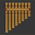Traditional Bamboo Pan Flute With Yellow Pipes Red Straps And Decorative Band