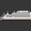 Modern Luxury Cruise Ship With White Hull Red Top Deck And Multiple Decks Design