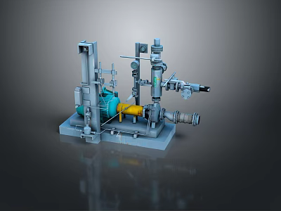 Industrial Mechanical Equipment Model Featuring Pump Piping Motor And Metal Structure 3d model