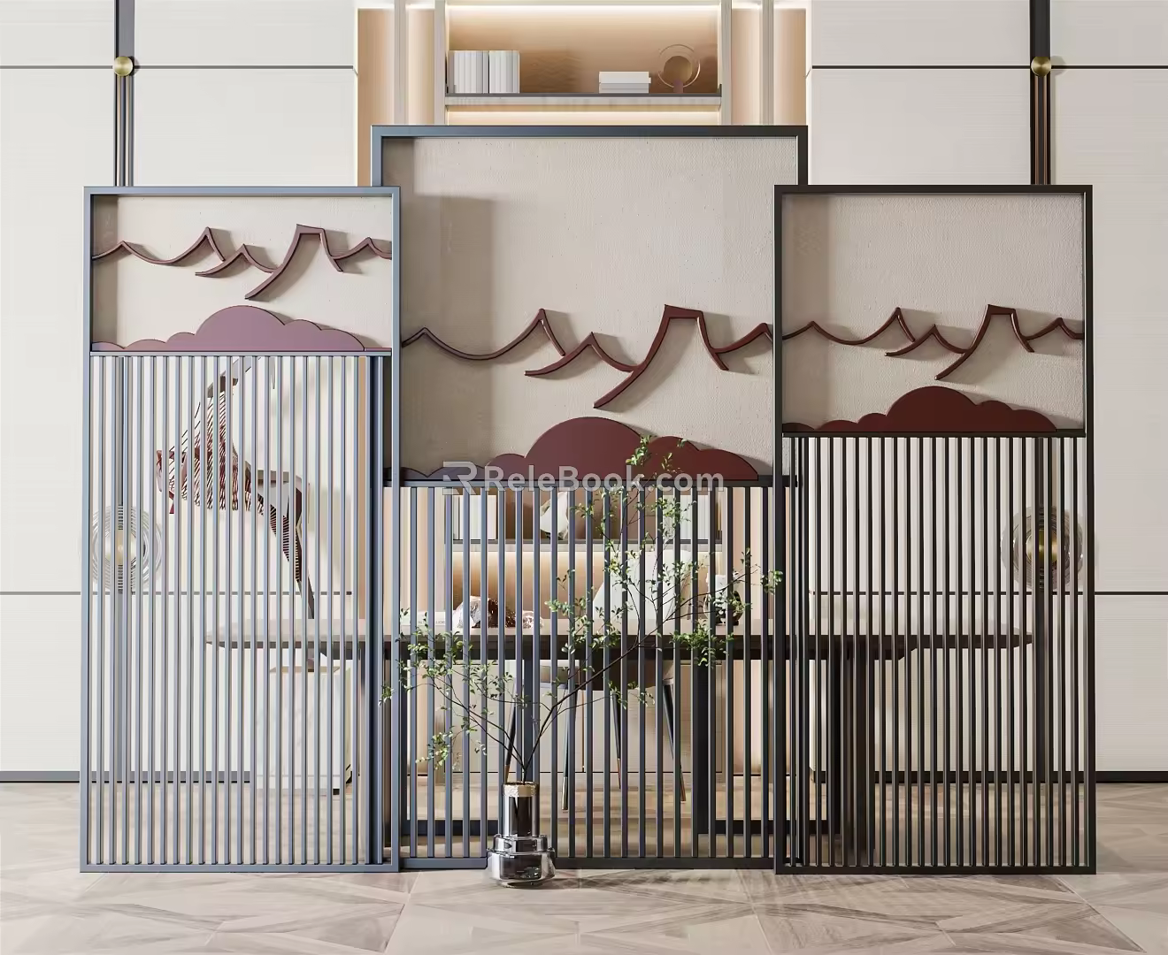 New Chinese-style partition screen partition 3d model