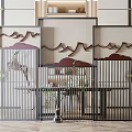 New Chinese-style partition screen partition 3d model