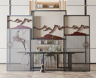 New Chinese-style partition screen partition 3d model