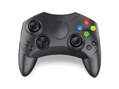 Ergonomic Black Game Controller with Dual Analog Sticks and Colorful Action Buttons for Entertainment Electronics 3d model