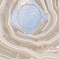 Modern Spacious Mall Atrium With Geometric Glass Dome And Multi Level Circular Lighting Design 3d model