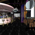 Modern Bar Interior with Bar Counter Stools Customers Dark Marble Floor and Decorative Lights