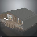 Modern Wooden Small Building Featuring Metal Roof Terrace Table Steps And Simple Design