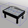 Air Hockey Entertainment Table With Transparent Cover And Tabletop Design Including Paddles And Pucks