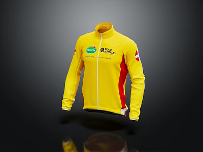 Yellow Cycling Jacket With Long Sleeve Zipper RAB Fisher Logo And Canadian Flag Patch 3d model