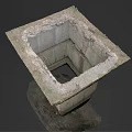 Square Concrete Pit With Earthen Edges Grass And Water At Bottom 3d model