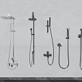 Modern Wall Mounted Shower Systems With Rainfall And Handheld Heads Design 3d model