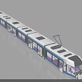 Modern Electric Tram With Multiple Carriages Roof Pantographs And Passenger Seats