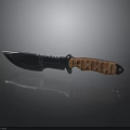Tactical Survival Knife With Sharp Metal Serrated Blade And Non Slip Textured Brown Handle