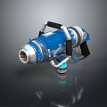 Futuristic Blue Blaster Weapon With Metallic Silver Components And Ergonomic Handle In Sci Fi Design 3d model