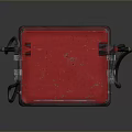 Vintage Red Industrial Fuel Dispenser Equipment With Dual Fuel Nozzles And Worn Surface