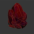 Red Crystal Like Decorative Ornament Set with Polyhedral Geometric Shape and Glossy Surface