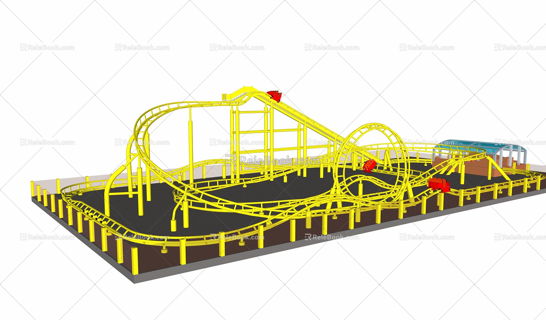 Modern roller coaster playground roller coaster equipment 3d model