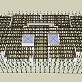 Wooden Frame Construction Floor Plan With Square Sections And Beams Layout 3d model