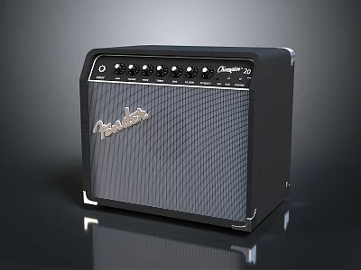Fender Black Headphone Amplifier Speaker With Control Knobs And Front Logo 3d model