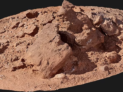 Natural Stone and Wood with Earthy Textures in Natural Outdoor Scene 3d model