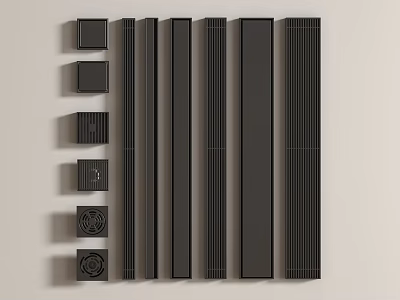 Modern Black Bathroom Accessories Set with Strip and Square Design for Bathroom Organization 3d model