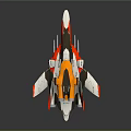 Detailed Sci-Fi Aircraft Model Red White Orange Sleek Aerodynamic Design With Multiple Engines 3d model