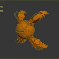 Orange Cosmic Spacecraft Probe With Mechanical Arms Robotic Structure And Surface Details 3d model