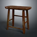 Rustic Wooden Stool With Natural Wood Texture And Four Legs Simple Design