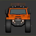 Six Wheel Orange Military Vehicle With Roof Rack Headlights And Rugged Design