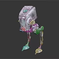 Silver Armored Four Legged Mechanical Creature Walker With Metallic Body And Robotic Legs