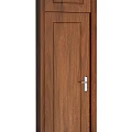Modern Solid Wooden Hinged Door with Silver Metal Handle Design 3d model