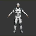 Game and Movie Character in Futuristic White and Blue Armor Design Standing Pose