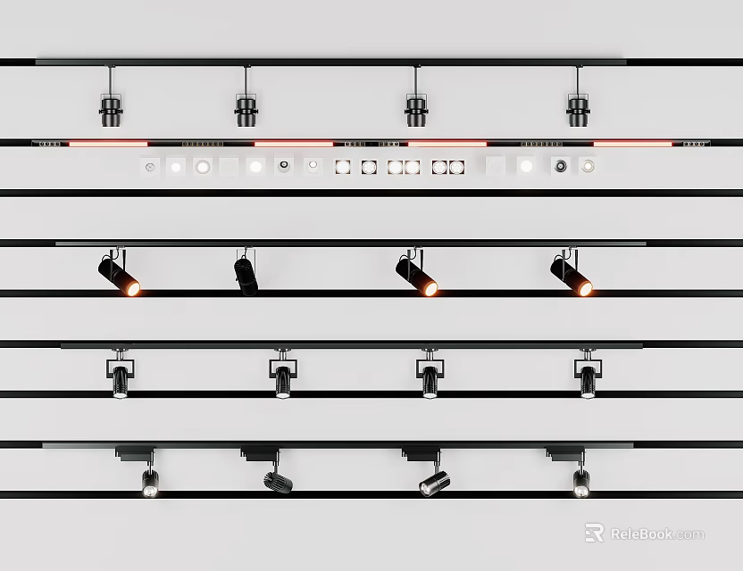 Modern LED Downlights and Spotlights with Various Design Options for Ceiling 3d model 