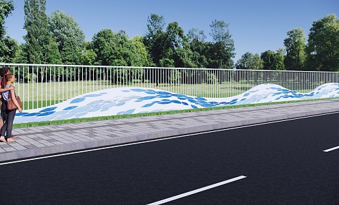 Water pattern landscape wall 3d model